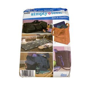 Simplicity Pattern 4535 Simply Teen Totes & Organizers y2k 2005 VTG Uncut FF